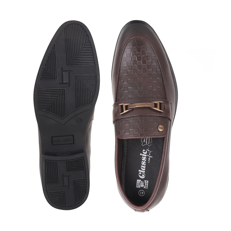 Red Chief حذاء رسمي رجالي مريح من الجلد الطبيعي سهل الارتداء بني